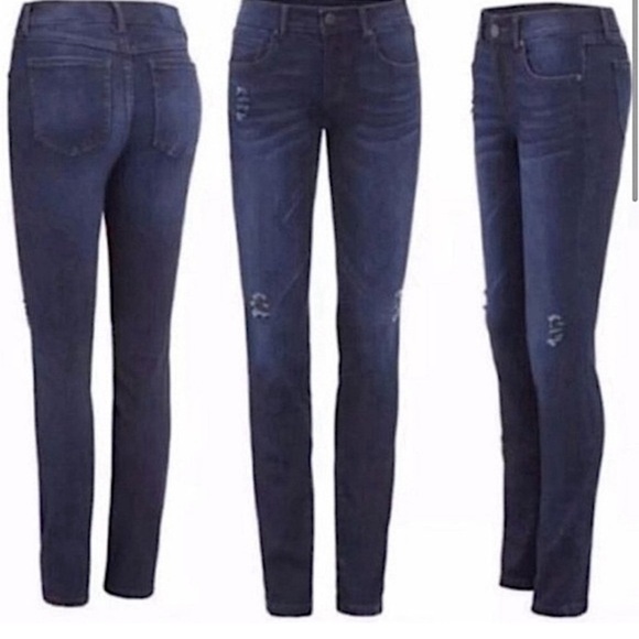 Cabi | Curvy Skinny Jeans Distressed Dark Wash Spandex Size 4 - Picture 2 of 8